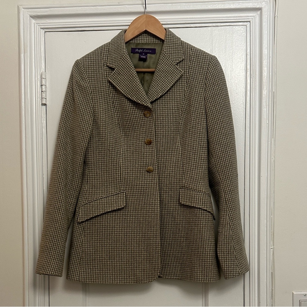 Ralph Lauren collection Beige and green Houndstooth riding jacket